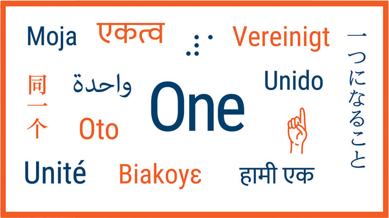 One Easterseals graphic. The word one said in all languages.